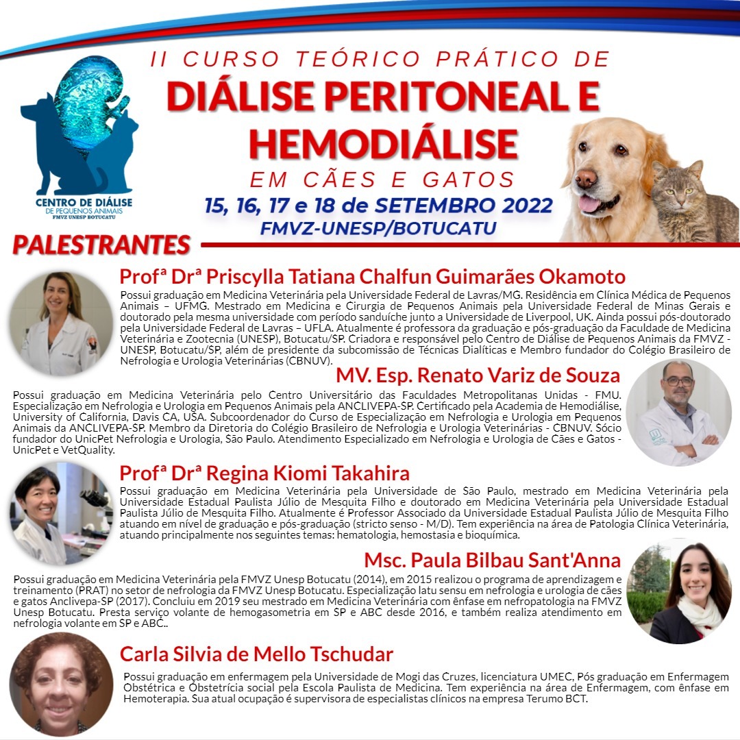 II CURSO TEÓRICO/PRÁTICO DE DIÁLISE PERITONEAL E HEMODIÁLISE EM PEQUENOS ANIMAIS