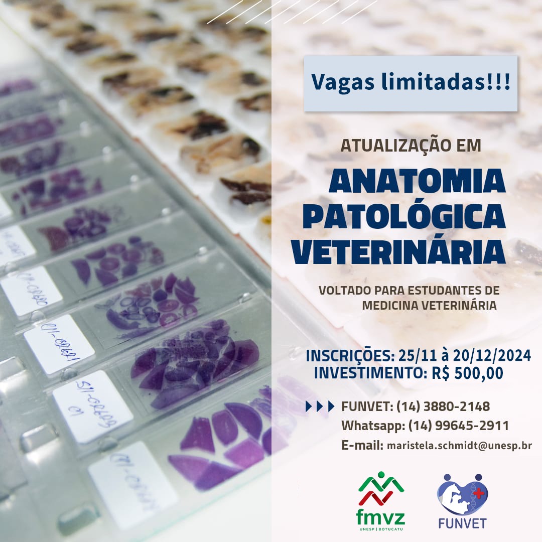 CURSO PRÁTICO ATUALIZAÇÃO EM ANATOMIA PATOLÓGICA VETERINÁRIA – JANEIRO 2025 – 3 EDIÇÃO