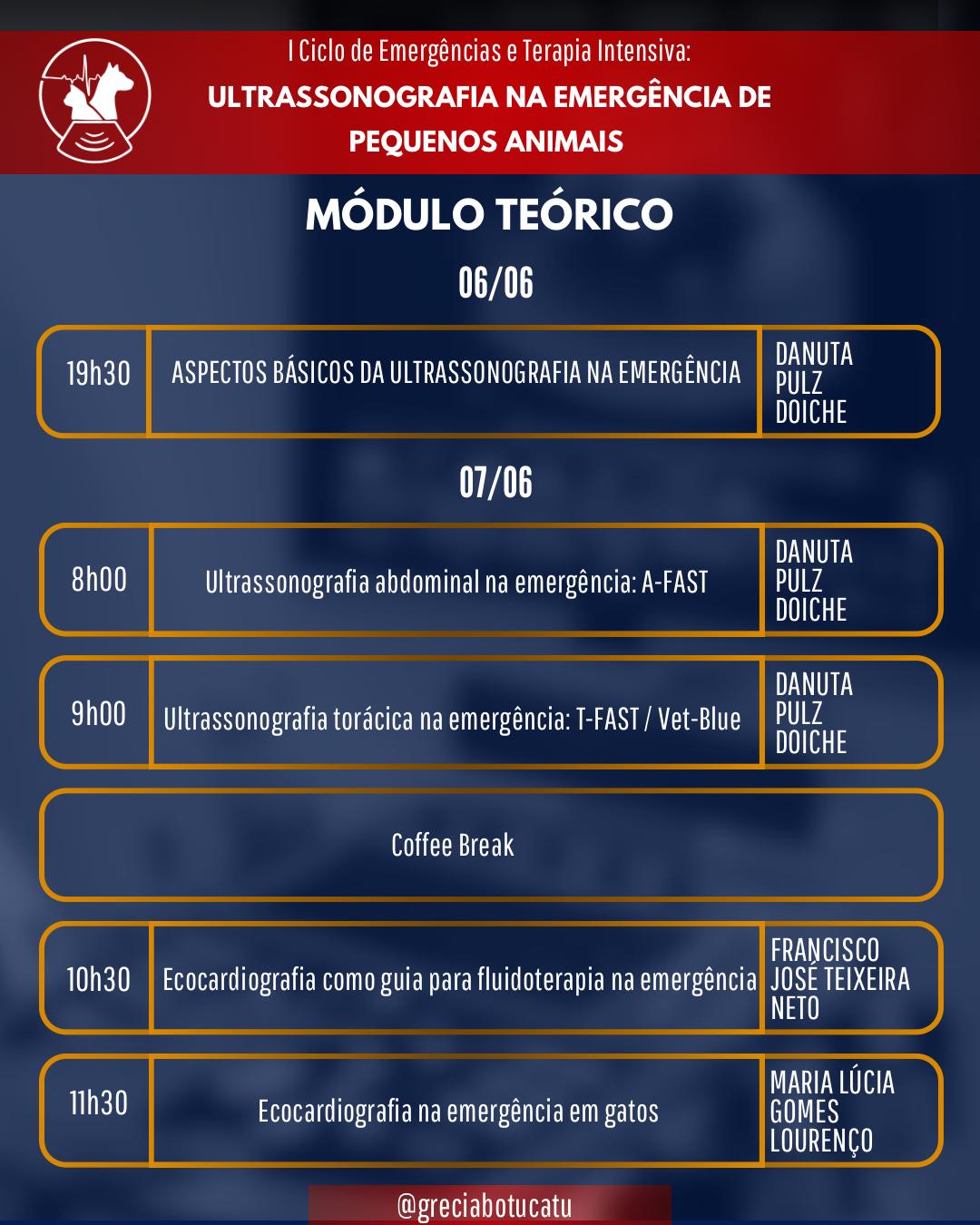 Módulo Teórico – 1º Ciclo de Emergências e Terapia Intensiva em Pequenos Animais