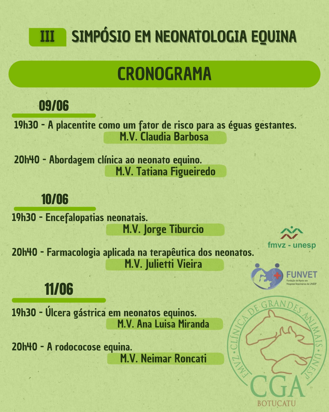 III SIMPÓSIO EM NEONATOLOGIA EQUINA