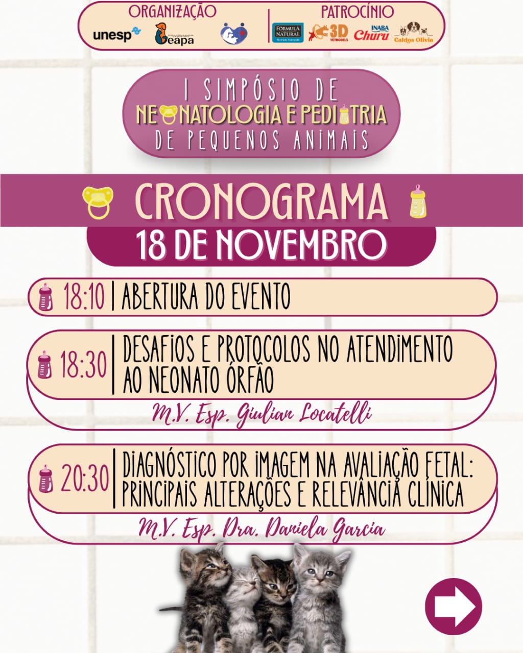 I SIMPÓSIO DE NEONATOLOGIA E PEDIATRIA DE PEQUENOS ANIMAIS