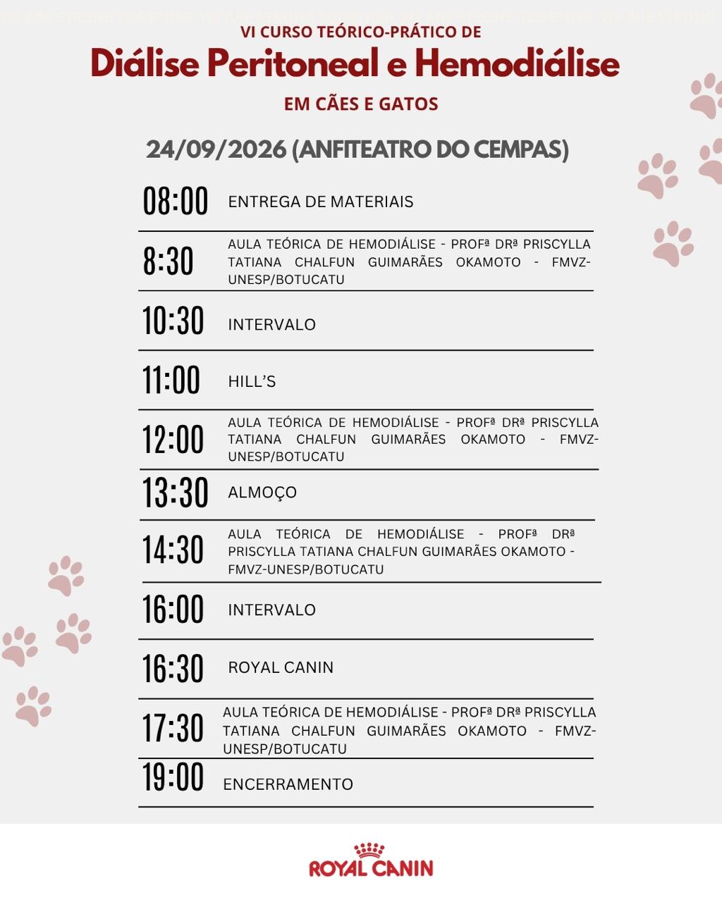 VI Curso Teórico/Prático de Diálise Peritoneal e Hemodiálise em Pequenos Animais