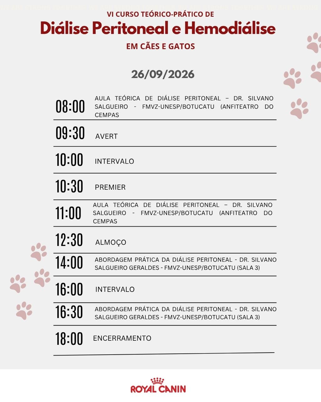 VI Curso Teórico/Prático de Diálise Peritoneal e Hemodiálise em Pequenos Animais